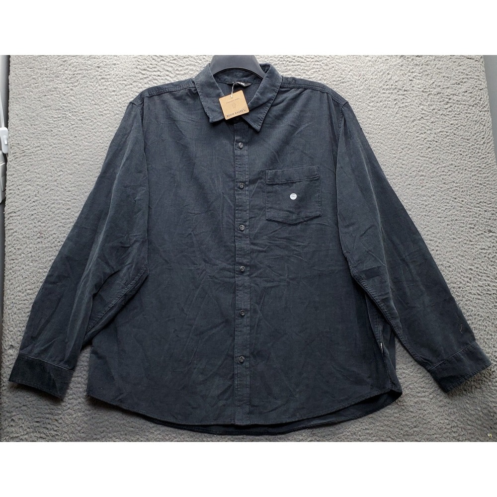 Eddie Bauer Corduroy Shirt Mens 2XL Gray Long Sleeve Collared Casual Button-Up